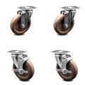 Service Caster 5 Inch High Temp Glass Filled Nylon Swivel Top Plate Caster Set with 2 Brakes SCC-20S514-GFNSHT-2-TLB-2